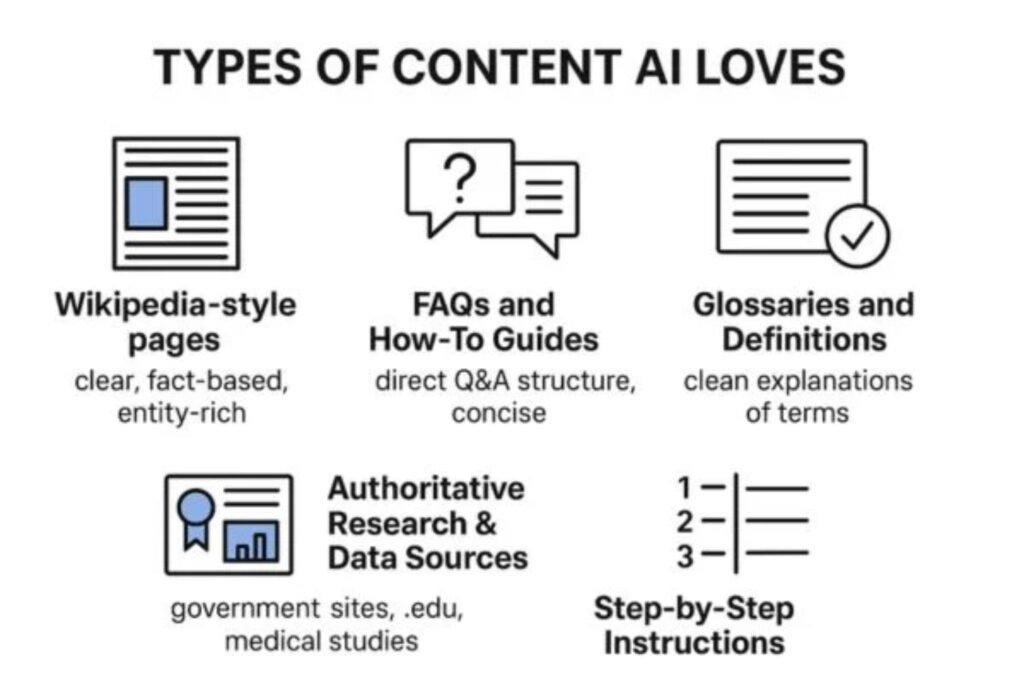 This image is about the types of content AI language models love