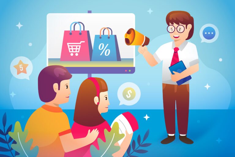 Illustration of online shopping promotion representing Advantage+ Shopping Campaigns and AI-driven ecommerce ads.