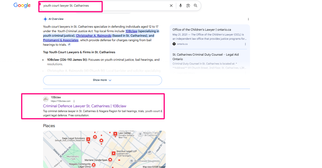 Youth court lawyer Google ranking proof